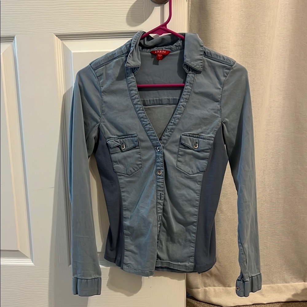 Guess Women's Blue Button-Up Jacket